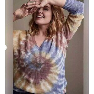 Torrid Multi Tie-Dye Pullover V-Neck Long Sleeve Sweater Sz 2X  Hippie Festiva